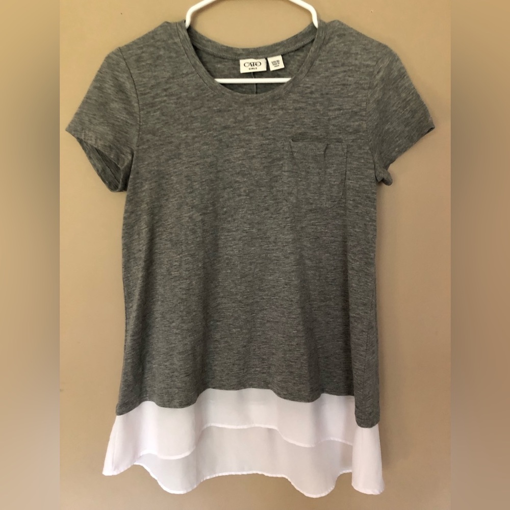 Cato grey tshirt with white sheer hem